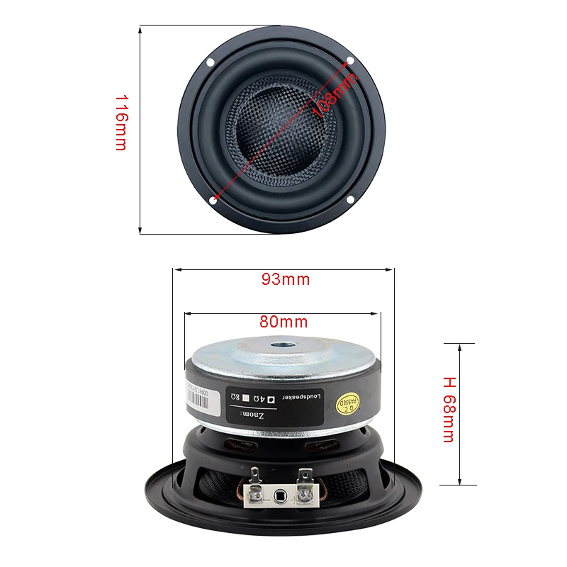 Curso para Caixa de Som Carro Subwoofer 4 Polegada Woofers Alto-falante no Baixo Longo Automotivo Ipc 50w 4ohm 8ohm - Image 2