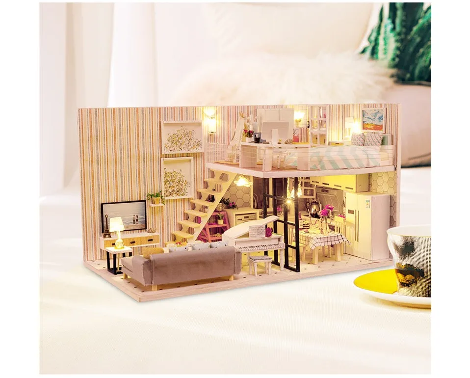 Деревянный Кукольный Дом головоломка сборная 3D Miniaturas кукольный домик наборы игрушек diy Кукольный дом мебель для детей подарок на день рождения Хаутен