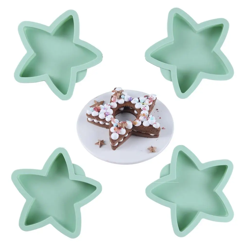 Bakery Silicone Molds Star Shape Silicone Forms For Cake Rianbow Durable Non-stick Baking Pans Tray Pastry Mould