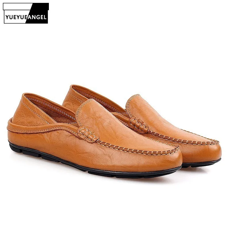 Мужские повседневные туфли в британском стиле лоферы без застежки плоская