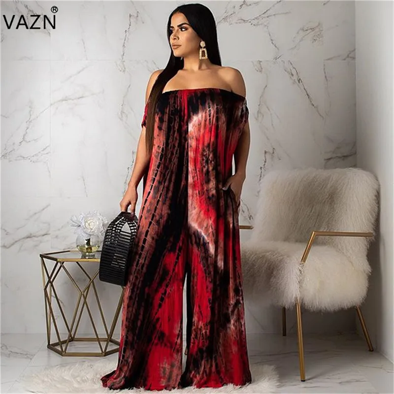red black VAZN Лето новые женские повседневные Модные Карманы карты Наплечные печатные в пол удобные комбинезоны длинные брюки KM1255 - Цвет: red black