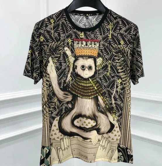 

2020 spring new 20ss brand clothing monkey crown print famous tee t shirts cotton casual for men