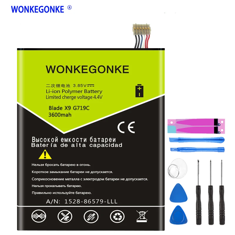

WONKEGONKE 3600mAh Li3830T43P6h856337 Battery For ZTE Blade X9 A711 V580 S6 Lux Q7/-C G719C V5 Pro N939ST N939SC N939SD N940SC