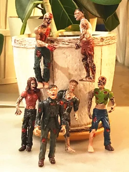 

[Funny] 6pcs/lot Zombie Walking Dead Dolls Action Figures Toys Terror corpse Static Model Of Movable Joints toy kids boy gift