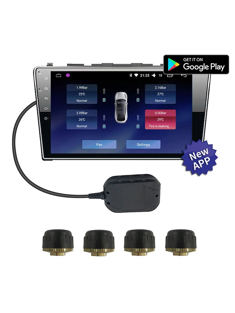 

TPMS USB Tire Pressure Monitoring System Tyre LCD Display Internal TPMS2 External Sensor For Car DVD Player Android Navigation