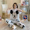 Disney Mickey White Women's Spring Summer Pajamas Set Three-piece Short Sleeve + Shorts + Trousers Soft And Comfortable Homewear 3