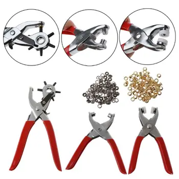 

3Pcs Leather Belt Hole Punch Plier Eyelet and Snap Setting Pliers Hand Puncher Tool Kit Includes 100 Eyelet and 100 Snap