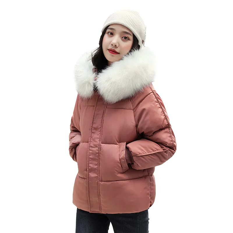 2020 Winter Bubble Jacket for Women Thick Parka Short Style Hooded Fur Collar  Solid Casual Female Coat Kobieta Kurtka