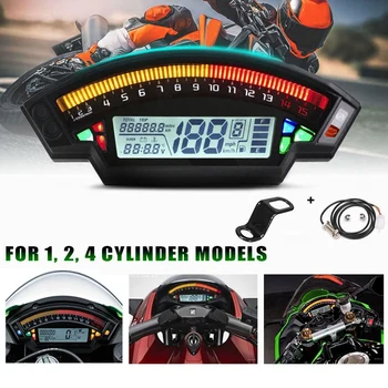 

Motorcycle Universal LCD Digital Speeeter 14000RPM 6 Speed 199Km/H for 1,2,4 Cylinder Meter Oeter Tachometer