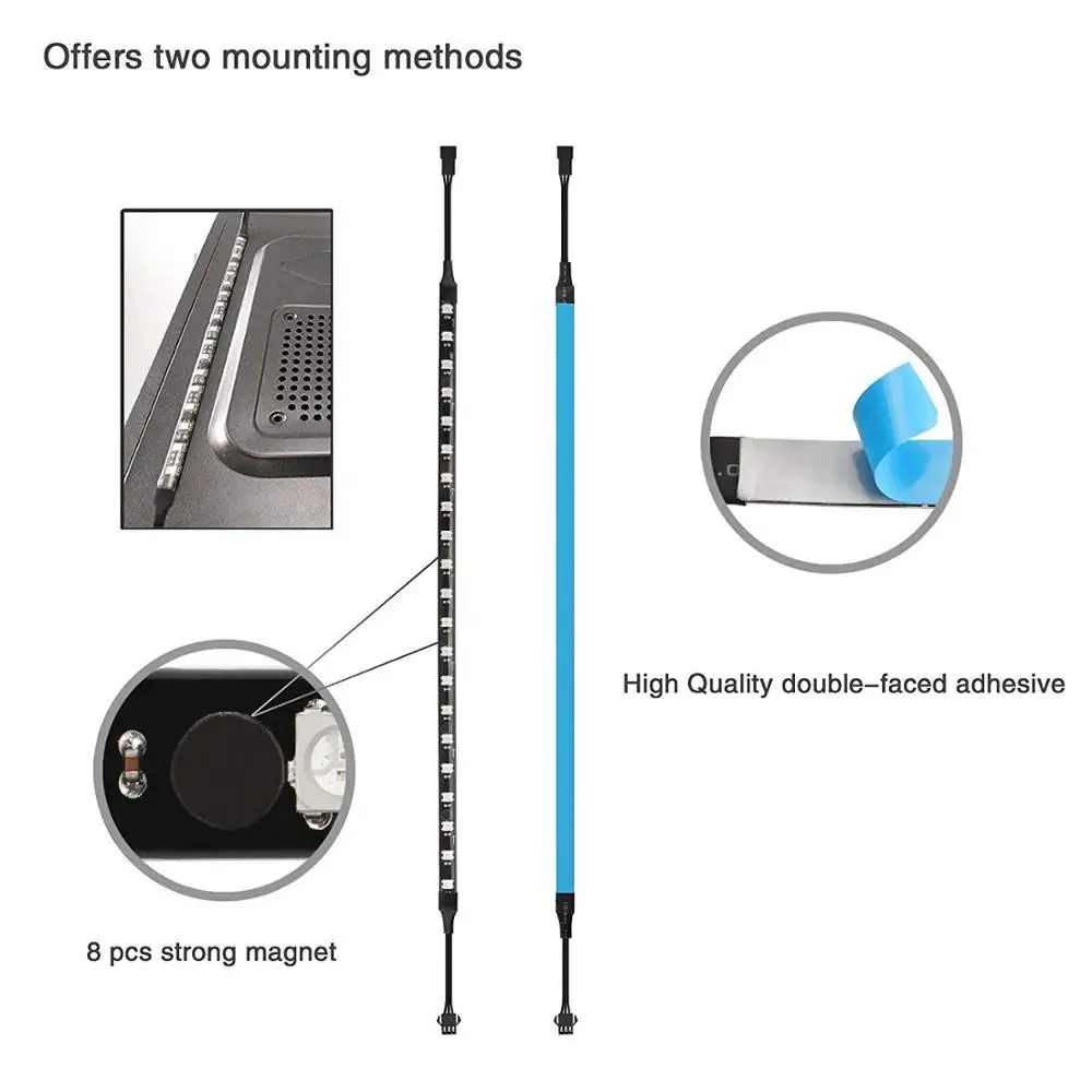 

RGB PC LED Strip, Airgoo Computer Magnetic Addressable LED Strip Kit, Motherboard with 5V 3pin RGB Header for Asus Aura