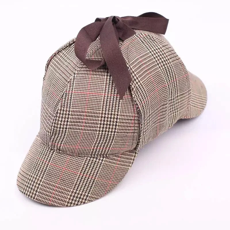 Baratos SHOWERSMILE sombrero de Sherlock Holmes Unisex invierno boinas de lana para los hombres Deerstalker de accesorios de tapa británico sombrero de detective de las mujeres