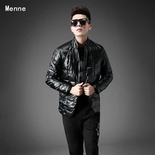 Мужская зимняя куртка, Мужская зимняя куртка, Мужская короткая куртка на белом утином пуху, приталенная куртка с воротником