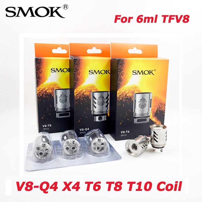 100% Оригинальные Smok TFV8 катушки голову V8-T8 V8-T6 V8-Q4 V8-X4 V8-T10 V8 замена катушки для TFV8 облако зверь Tank