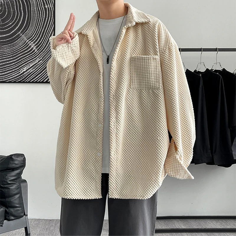 Camisas gruesas manga larga para hombre, de pana granulada de gran diseño informal, de ocio sólidos, ropa de otoño e invierno| Camisas informales| - AliExpress