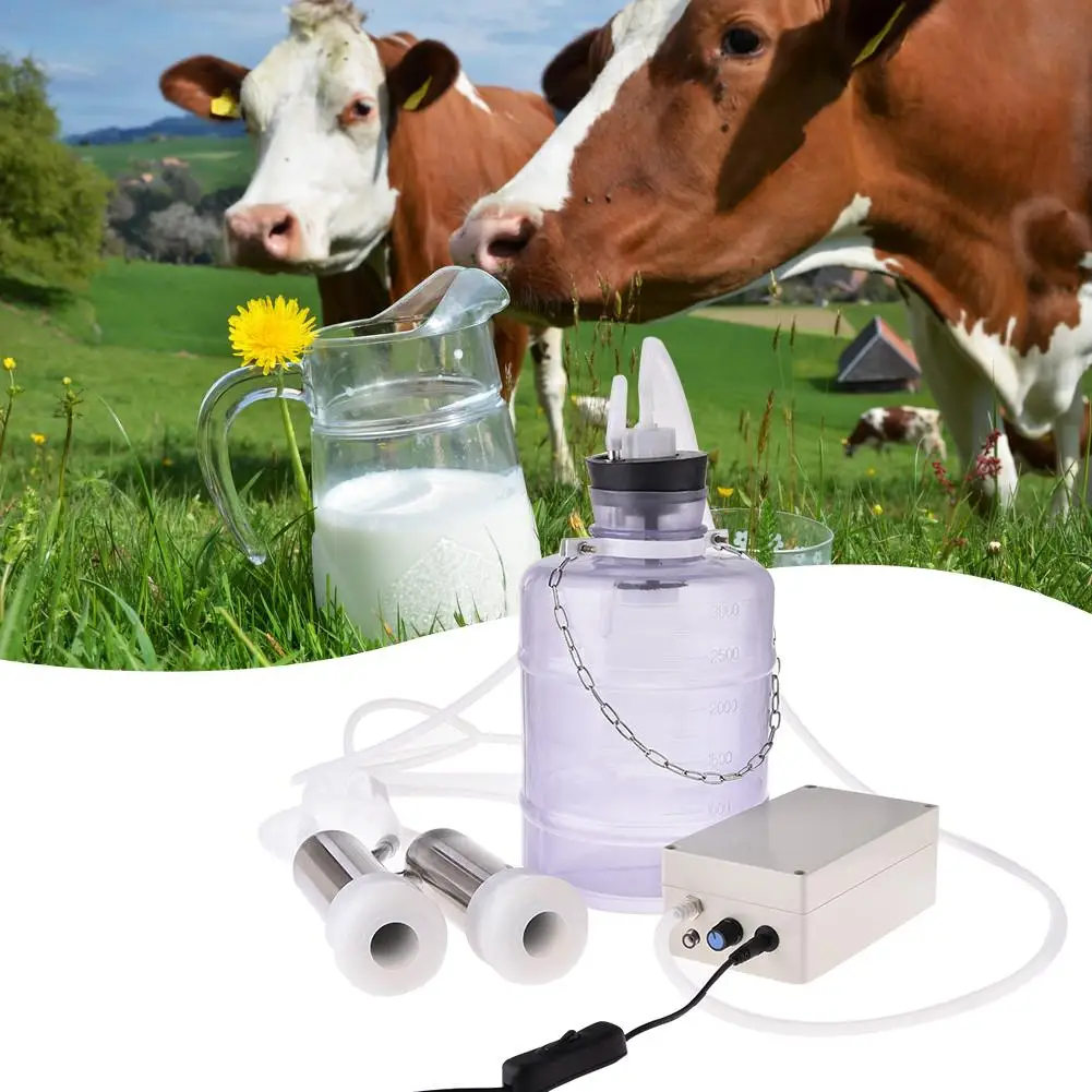 

3L 12W Electric Milking Machine Cow Goat Sheep Milker Thickening Tank Double Heads Silicone Hose With Restriction Valve
