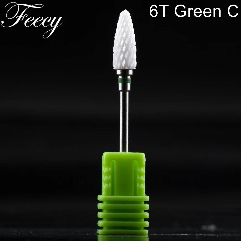 Feecy 6T green C Керамическая фреза для маникюра аппарат корундовые фрезы для педикюра сверла для маникюра насадки для маникюра снятия гель лака - Цвет: Feecy 6T green C