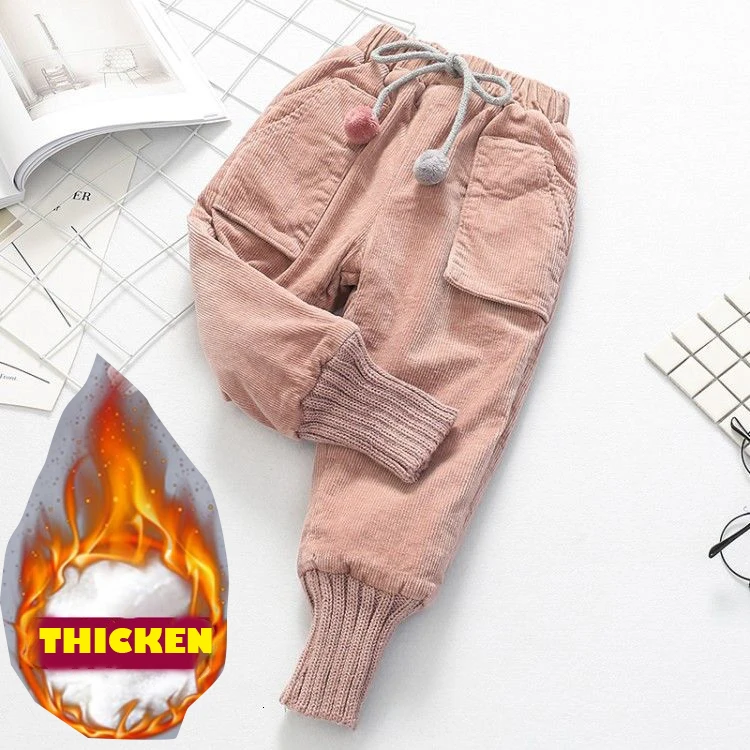 corduroy trousers Зимние леггинсы для маленьких девочек; утепленные бархатные флисовые теплые леггинсы; штаны для девочек; детские зимние штаны; брюки; детские штаны - Цвет: corduroy trousers
