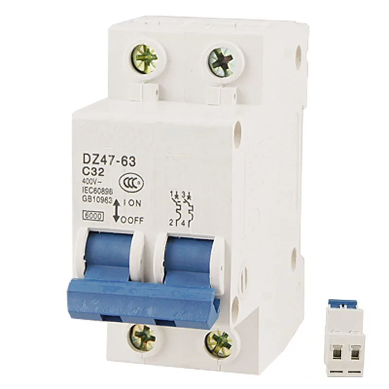DZ47-63 C32 AC 400V 32A 6000A 2 полюса DIN рейку миниатюрный выключатель