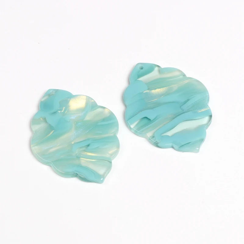A250-244B-6PCS Черепаха оболочки серьги амулеты, ацетат акрил Lage Quatrefoil в форме подвески, серьги части, большие застежки для сережек, 41,5x32 мм, ACE244 - Окраска металла: A250-244B-6PCS