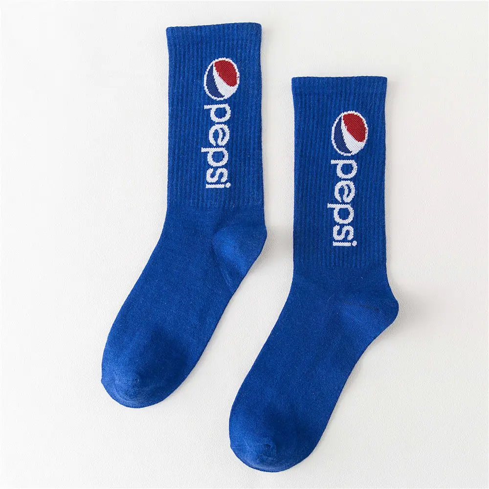 Мужские хлопковые спортивные носки с рисунком в стиле Харадзюку, Cola, Soda, Happy Funny Art, Мультяшные модные уличные танцевальные носки для скейтборда, хипстерские носки - Цвет: 4