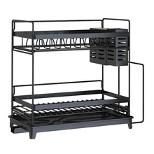 Стойка для посуды из нержавеющей стали, 2 слоя, кухонная полка, тарелка, чашка, держатель для миски, тарелка, ложка, рама для хранения, стальная сушилка для чаши