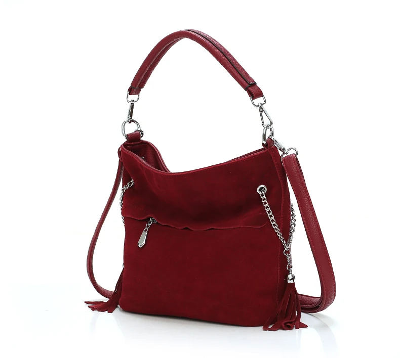 Faux Suede Handbag Luxury Brand Shoulder Bags for Women 2019 Tassel Bucket PU Leather Crossbody Bag Vintage Hobo Messenger Purse (15)