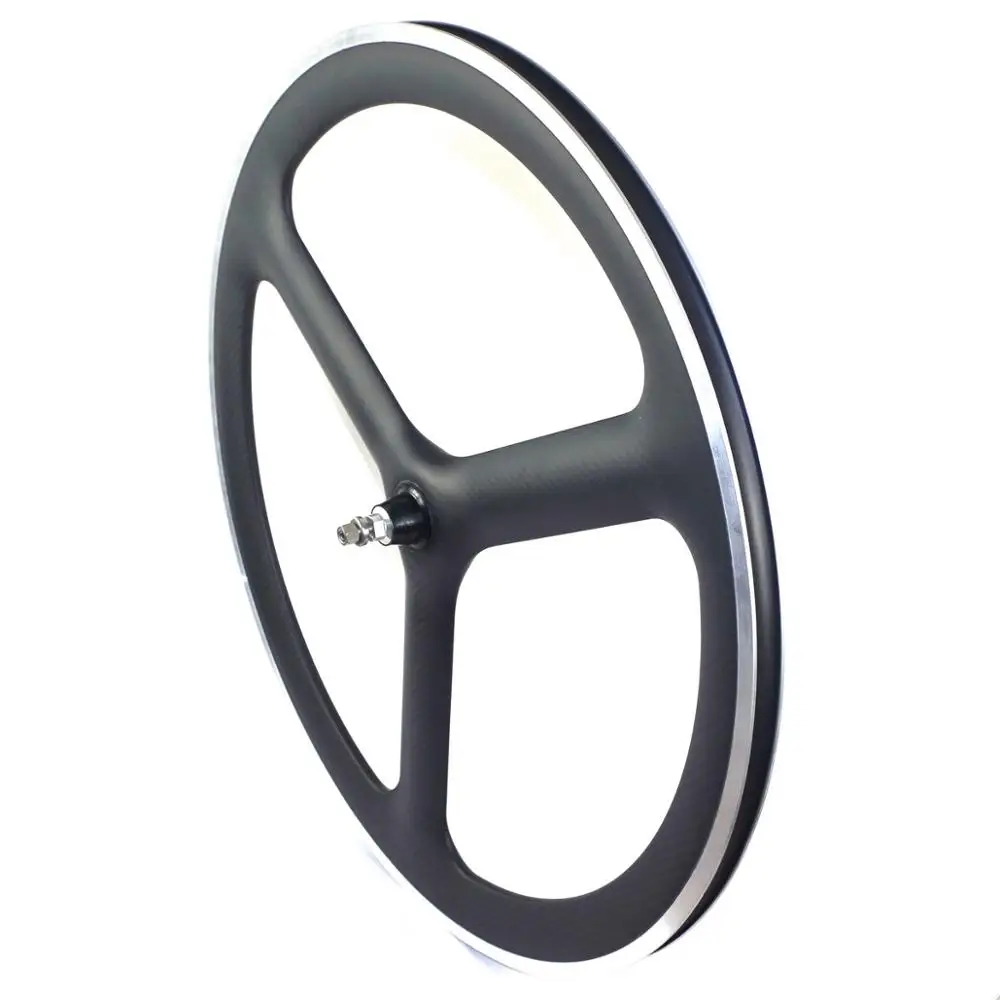 Discount special offfer Tri spoke carbon track wheels fixed gear carbon wheels alloy brake track 3