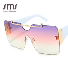 Модные квадратные солнцезащитные очки для женщин Роскошные брендовые дизайнерские негабаритных градиент цельные солнцезащитные очки мужские новые Оттенки UV400 Oculos