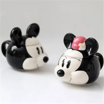 

Disney Mickey Minnie Ceramic Stereoscopic Cup With Cover Cartoon Mug Creative Children Milk Cup Christmas Gifts X5548