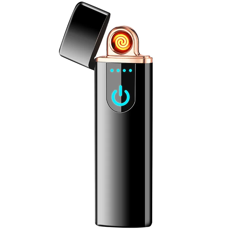 Цифровая печать USB Электронная зажигалка, ветрозащитная турбо Вольфрамовая зажигалка, перезаряжаемый плазменный дуговой фонарь, Новинка
