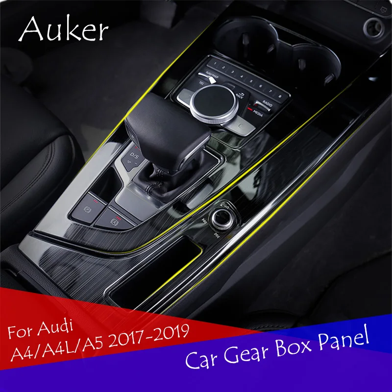 

Car Console gearbox panel trim frame cover sticker strips trim decoration car style 2Pcs/Set For Audi A4/A4L/A5 2017 2018 2019