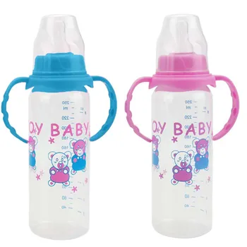 

250ml Standard Mouth Baby Infant Kids Automatic Pipette Straw Pacifier Nipple Milk Feeding Bottle / Non slip Handle & Cup Covers
