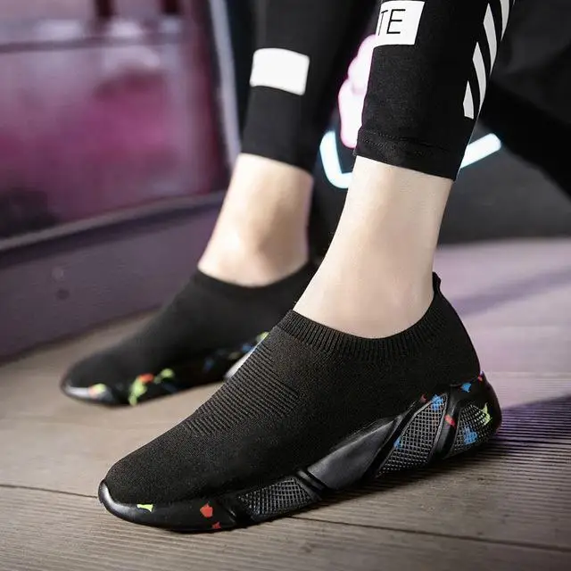 Breathable Ankle Boot Women Socks Shoes Female Sneakers Casual Winter Elasticity Wedge Platform Shoes zapatillas Mujer Soft Sole - Цвет: 9