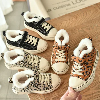 

EU 26-35 Children's Cotton Shoes Winter Boys Leopard Casual Shoes Girls Sports Shoes Toddler Girl Sneakers