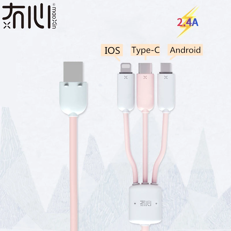 Maoxin 3 в 1 СВЕТОДИОДНЫЙ модуль панели управления 5pin type c usb c micro usb розовый Легкий кабель для Android iPhone samsung huawei Xiaomi