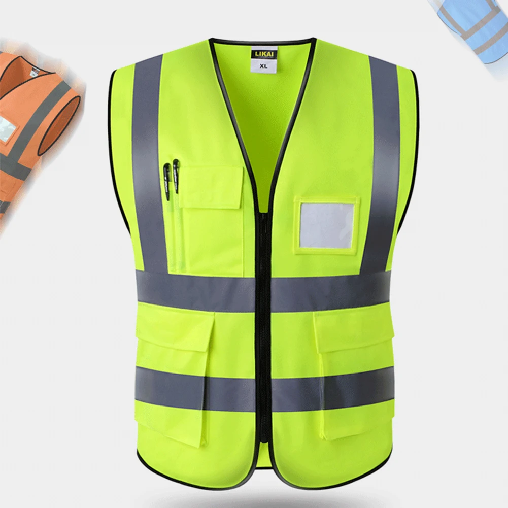 Multi Pocket Reflective High Visibility Worker Night Construction Protection Reminder Waterproof Wear Resistant Safety Vest