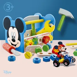Boîte à outils Disney Mickey, blocs de construction en bois, jouets pour enfants, maison de jeu, combinaison d'outils, jouet, cadeau d'anniversaire et de noël 