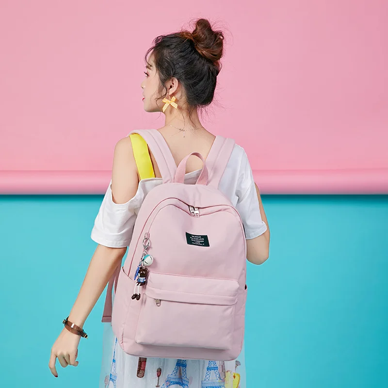 

New Style Korean-style Student Backpack Fashion Large-Volume Campus School Bag Simple Backpack
