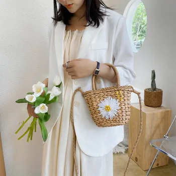 

Bags For Women 2020 Hand Woven Straw Summer Rattan Designer Female Crossbody Bags Sweet Lady Travel Handbags Beach Bag Hand Bag