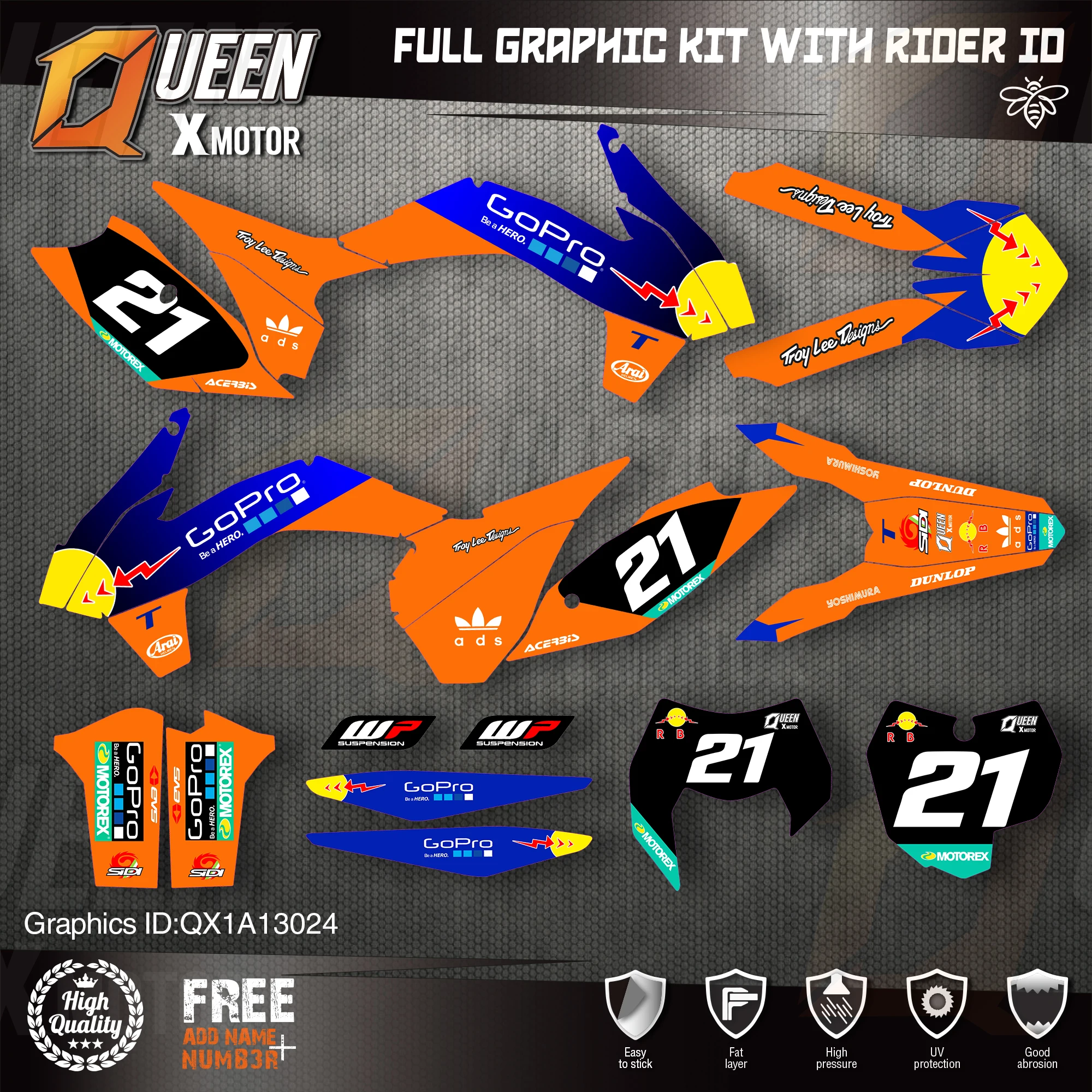 QUEEN X MOTOR Custom Team графические наклейки Набор наклеек для KTM 2013 2014 2015 SX SXF 2016 см |