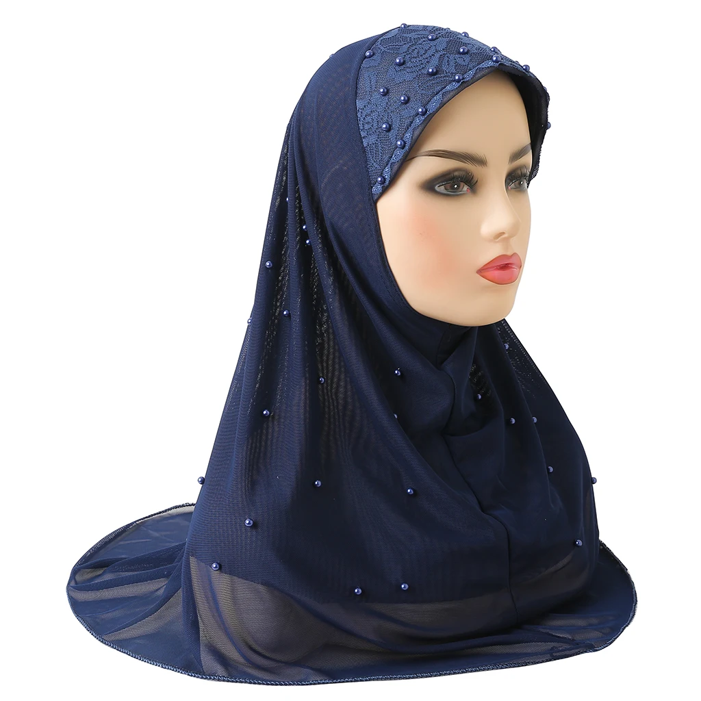 Muslim Al amira Hijab Two Layers Net Material with Beads