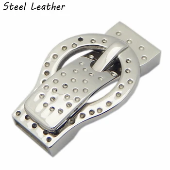 

20pcs/lot custom logo hole:10.3*3.1mm stainless steel Magnetic Belt Clasp DIYJewelry making leather cord bracelet closures diy