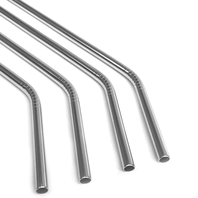 100/Batch Metal Straws Can Be Reused 304 Stainless Steel Drinking Water Pipes 215 Mm x 6 Mm Curved Straws 100Pcs