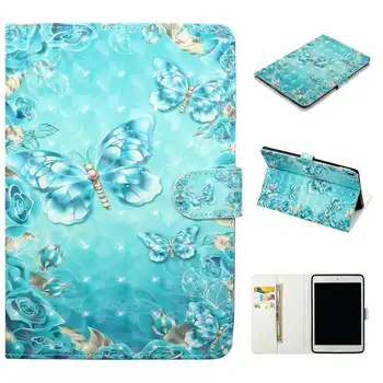 

New 3D Butterfly Printing PU Leather Case For Apple iPad 2 3 4 ipad 2 ipad 3 ipad 4 9.7 inch cover with card slots case+Film