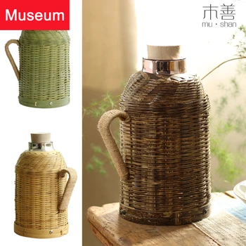 

Bamboo Weaving Kettle Warm Kettle Aquarius Shell Manual Hot Water Bottle Bamboo Weaving Warm Water Bottle Old-fashioned Heat