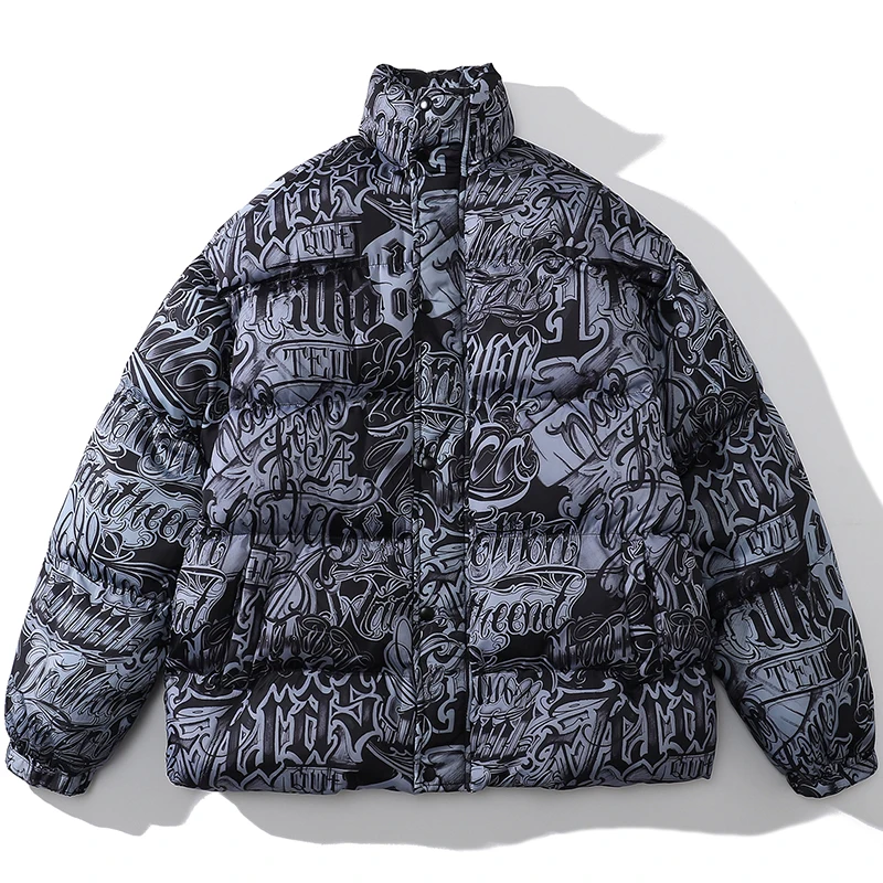 New Men Parkas Puffer Jacket Japanese Harajuku Winter Oversized Padded