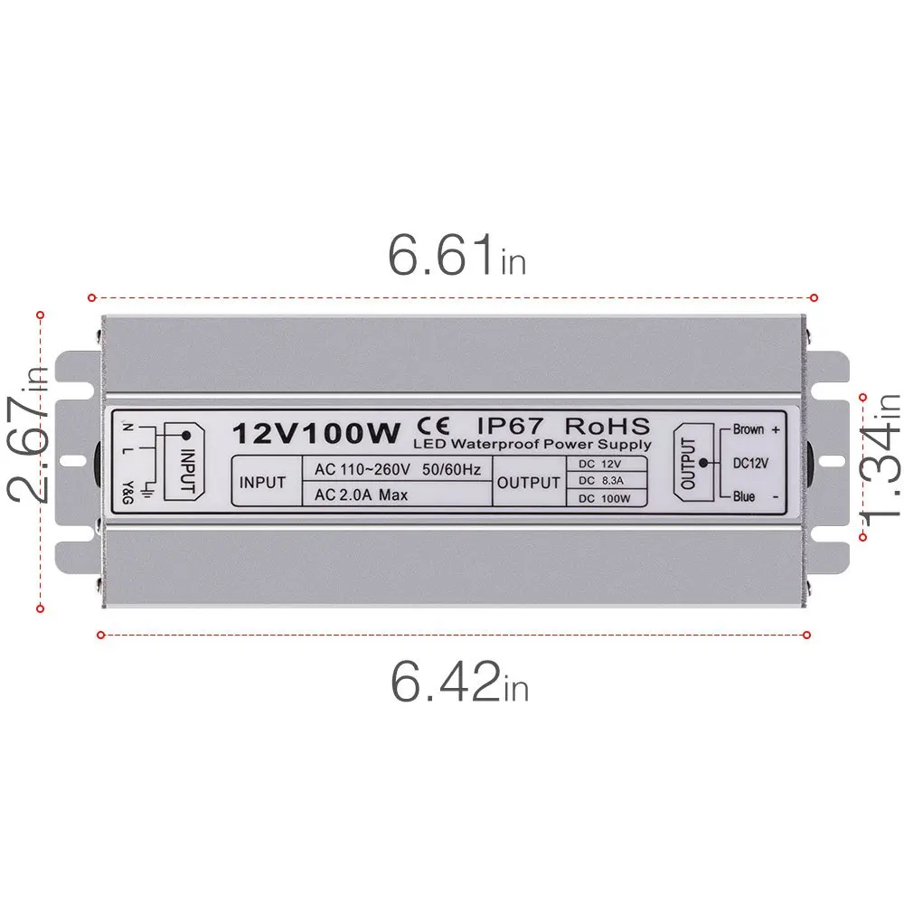 100W DC 12V Ip67 Водонепроницаемый светодиодный адаптер трансформатора питания драйвера для гирлянда с наружной