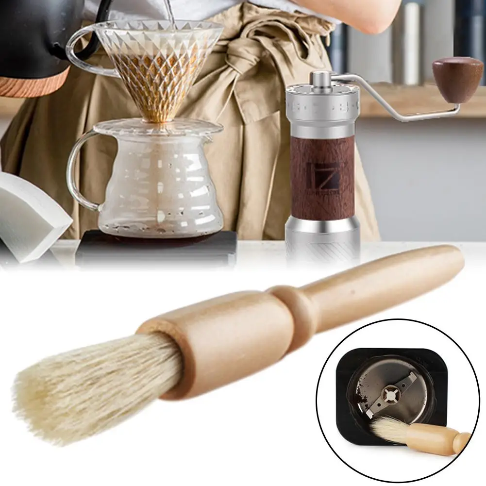 Coffee Grinder Cleaning Brush Machine Tool Natural Bristles Wooden Dusting Espresso With Handle | Дом и сад