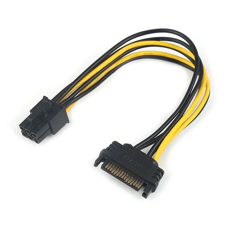 Upgrade Your Graphics: SATA to 6 Pin Power Supply Adapter Cable for PCI-E Card, Enhance GPU Performance with 15Pin to 6Pin Graphics Card Power Cord Description Image.This Product Can Be Found With The Tag Names Computer Cables Connecting, Computer Peripherals, PC Hardware Cables Adapters, Power supply