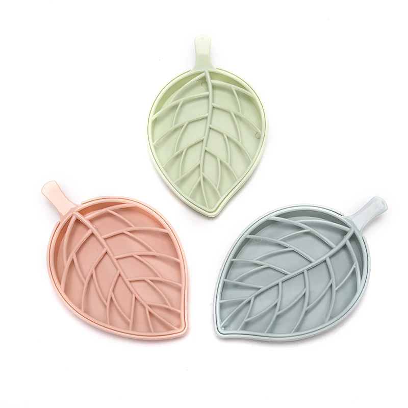 Leaf shape soap holder Non slip soap box Toilet shower tray draining rack bathroom gadgets soap dish soap tray holder 3 color